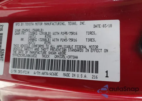 2018 Toyota Tacoma Sr5 V6 z USA, uszkodzony, nr VIN 5TFRZ5CN5JX061032